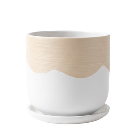 Горшок керам. с поддоном Цилиндр "Айскрим бежевый" № 4 d18см h15,5см 3л