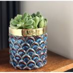 09.134.16 Кашпо Vintage d14; h13 см синий с золотом (ш/к 1792)