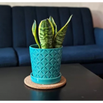 15.016.15 Кашпо с поддоном Déco d15; h15 см бирюзовый (ш/к 7953)