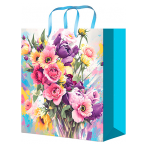Optima Пакет подарочный с глянцевой ламинацией 26,4x32,7x8 см (L) Нарисованные цветы,128 г ППК-4459