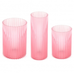 005 Сет ваз NEMO из 3-х шт (10*15см 0,9л + 12*18см 1,6л + 9*21,7см 0,9л) прозрачный розовый