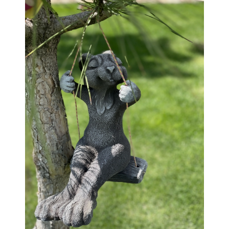 Ф265 фигура "Зайчик Кевин на качелях", h-28см