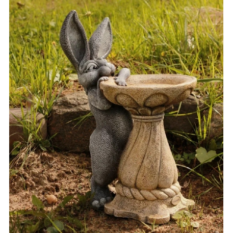 Ф382бп Композиция "Зайчик Леонардо" (бетон/песочный), h-44см