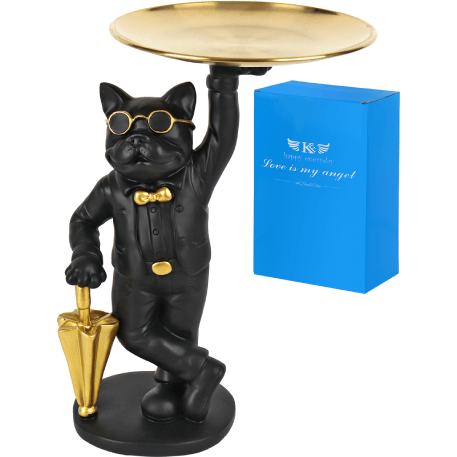 Фигура декоративная из полирезины. "Месье бульдог", черная,11*11*27см Т-7675