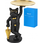 Фигура декоративная из полирезины. "Месье бульдог", черная,11*11*27см Т-7675