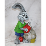Ф019ок Садовая фигура «Веселый заяц с яблоками» возможно разное цветовое исполнение 28*20*45