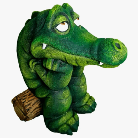 Ф168 Садовая фигура "Крокодил на бревнышке" 32*36*44