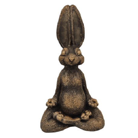 Ф239б Садовая фигура «Зайка ДЗЕН» (бронза) 18*24*44