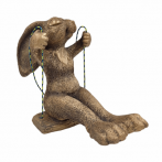 Ф265б Садовая фигура «Зайчик Кевин на качелях» (бронза) 30*18*28