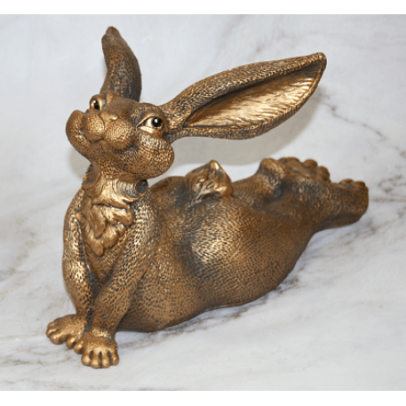 Ф361б Садовая фигура "Зайка Белла" бронза 25*37*25