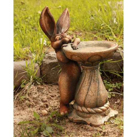 Ф382тб Садовая композиция "Зайчик Леонардо" (трюфель/бронза) 22*25*42