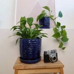 77.705 Ком-т кашпо с поддоном Vintage (d14,h15, d19,h19 см) синий (ш/к 2598)