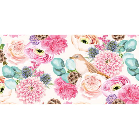 Dream Cards Конверт для денег "Без текста" (птичка в цветах) ЛХ-0194