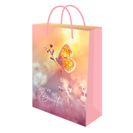Optima Пакет подарочный с глянц.лам. 22*31*10 см (ML) Бабочка, 128г (соб.разр) ППК-7923