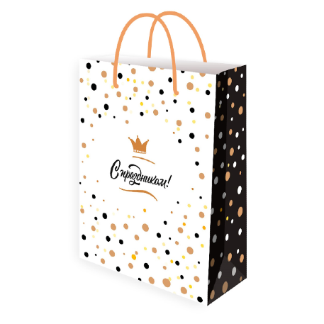 Optima Пакет подарочный с глянц.лам. 22*31*10 см (ML) Веселый горошек, 128г (соб.разр) ППК-7902