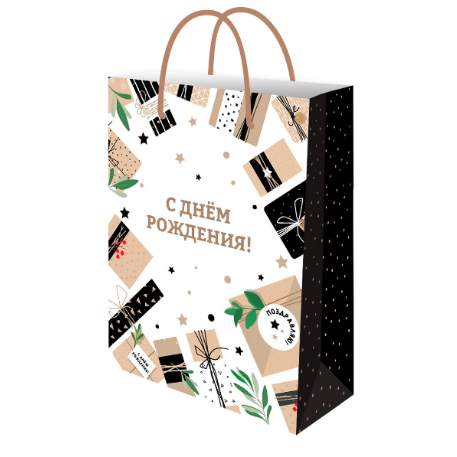 Optima Пакет подарочный с глянц.лам. 22*31*10 см (ML) Крафтовые подарки, 128г (соб.разр) ППК-7912