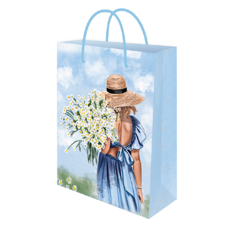 Optima Пакет подарочный с глянц.лам. 22*31*10 см (ML) Ромашковый букет, 128г (соб.разр) ППК-7930