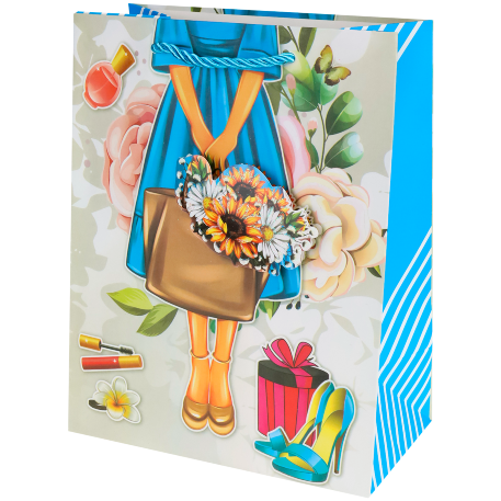 Dream cards Пакет подар.с мат.лам.,глит.и 3Dэлем.,18х23х10см(М),Поход в магазин,210г ППК-3578