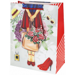 Dream cards Пакет подар.с мат.лам.,глит.и 3Dэлем.,30*41.5*12см(XL),Красная туфелька,210г ППК-3604