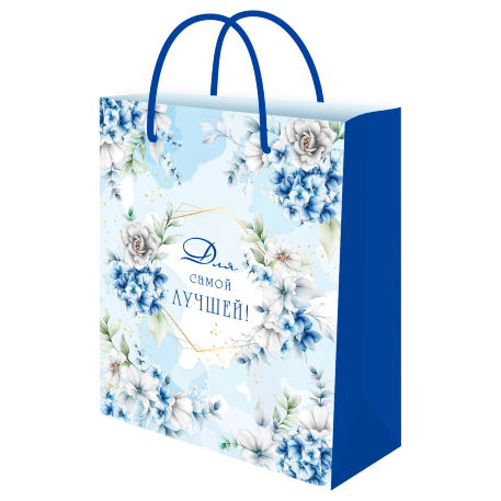 Optima Пакет подарочный с глянц.лам. 26,4х32,7x8 см (L) Гортензия, 128г (соб.разр) ППК-7854