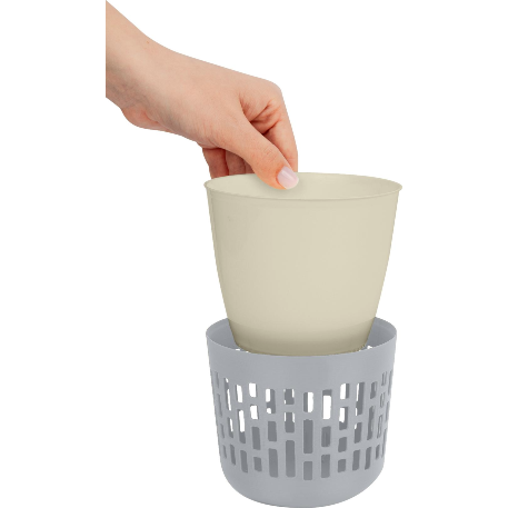 Горшок для цветов БЕРГЕН 0,8л D115мм со вставкой 0,7л серый шторм