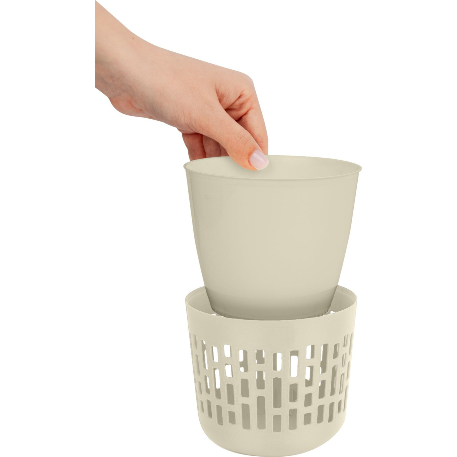 Горшок для цветов БЕРГЕН 6л D225мм со вставкой 5,3л молочный туман