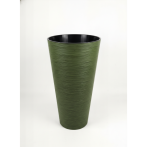 Кашпо для цветов "Ирис" большое 28л с вкладышем, цвет темно-зелёный (тайга), Ø30 см; выс.58 см
