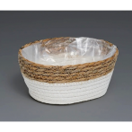 Корзина плетеная (рогоз): 24x16xH11 B18,5x10, 1 шт., белый/натур.