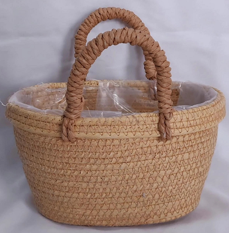 Корзина плетеная из эколозы 23x13xH13XHH22XB18X9, 1 шт., натуральный